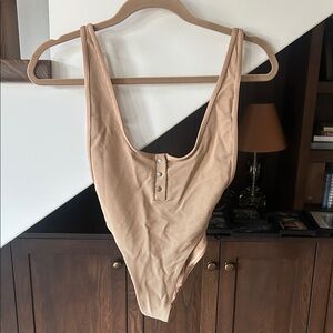 Frankies’s bikinis ribbed tan one piece suit